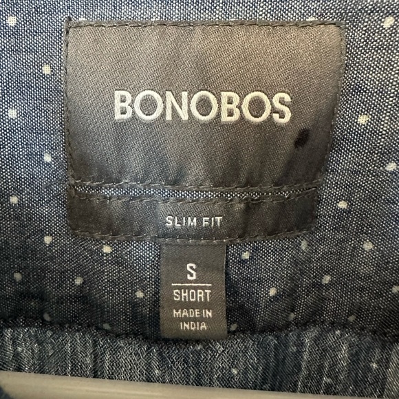 Bonobos Slim Fit Chambray White Polka Dots Casual Shirt size small - Picture 2 of 6